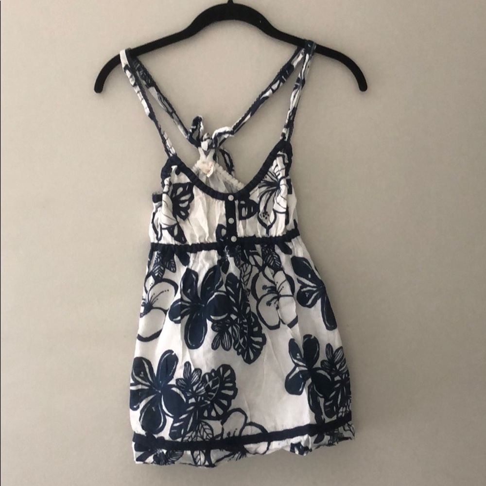 Hollister Navy & White Tie-Back Baby Doll Top